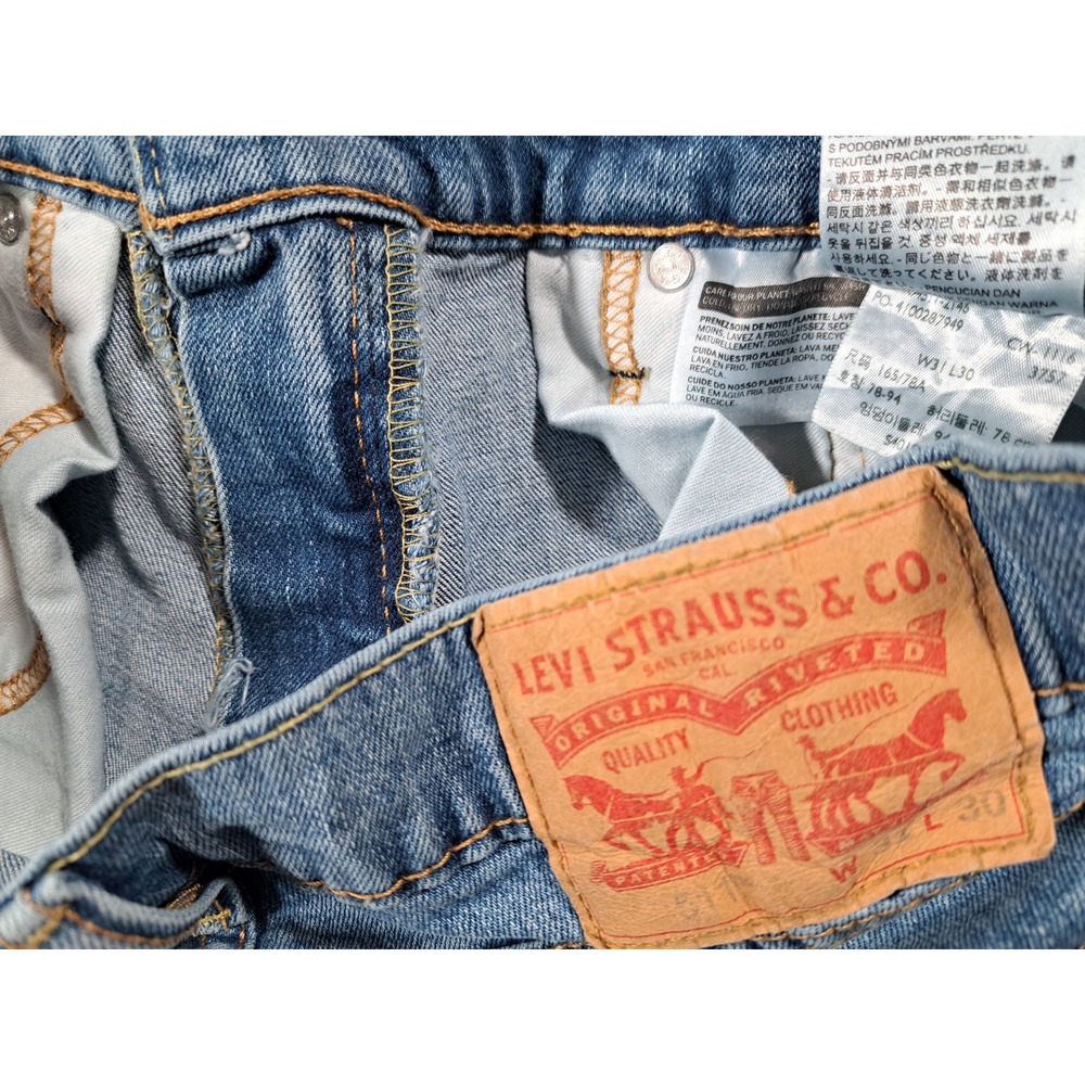 Levis 511 Slim Fit Jeans Mens 31x30 Light Wash Blue Denim 04511-4146 - Picture 3 of 5